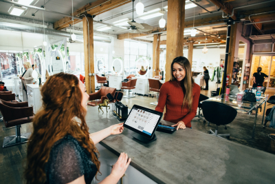 Cashier server a customer